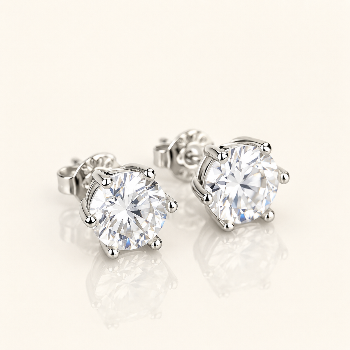 STERLING SILVER STUD EARRINGS WITH MOISSANITE