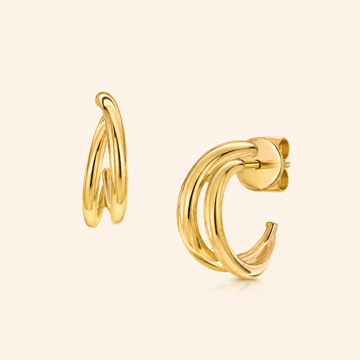 MINIMALIST GOLD-PLATED STERLING SILVER STUD EARRINGS