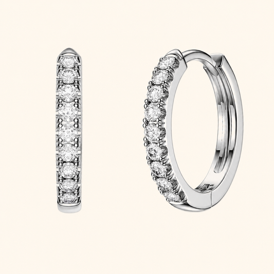 TRENDY SILVER HOOP EARRINGS WITH CUBIC ZIRCONIA