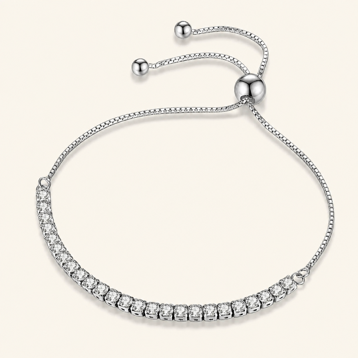 STYLISH SILVER TENNIS BRACELET WITH ZIRCON CRYSTALS