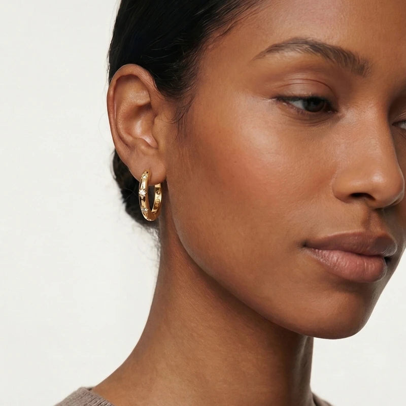 ELEGANT GOLD-PLATED RING EARRINGS